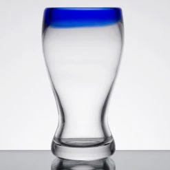 Libbey 92312 Aruba 12 Oz. Customizable Pilsner Glass With Cobalt Blue Rim - 12/Case -Wasserstrom store 1392272