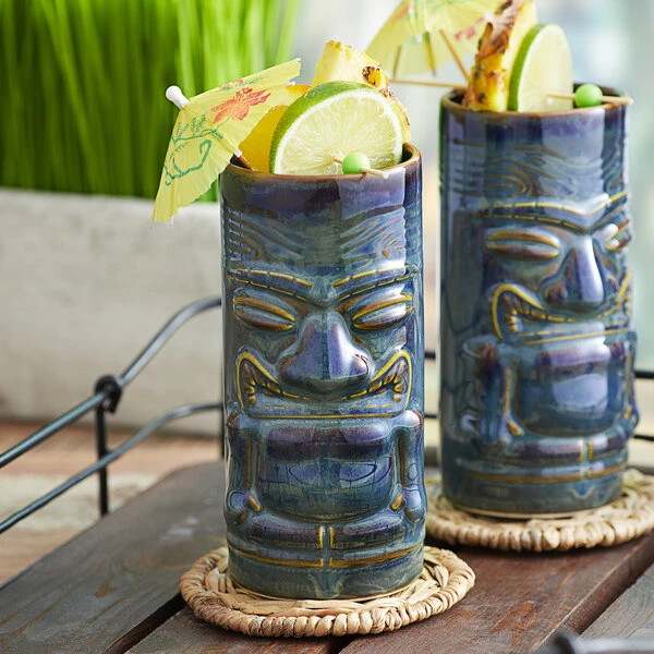 Tuxton GZ4-160 Pine 16 Oz. Ceramic Tiki Mug - 12/Pack 3 Tuxton GZ4-160 Pine 16 Oz. Ceramic Tiki Mug - 12/Pack